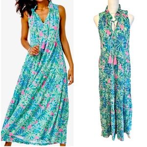 SALE! NWT LILLY PULITZER WOMENS MALONE MAXI DRESS SOLIEL PINK GOOD HARE DAY